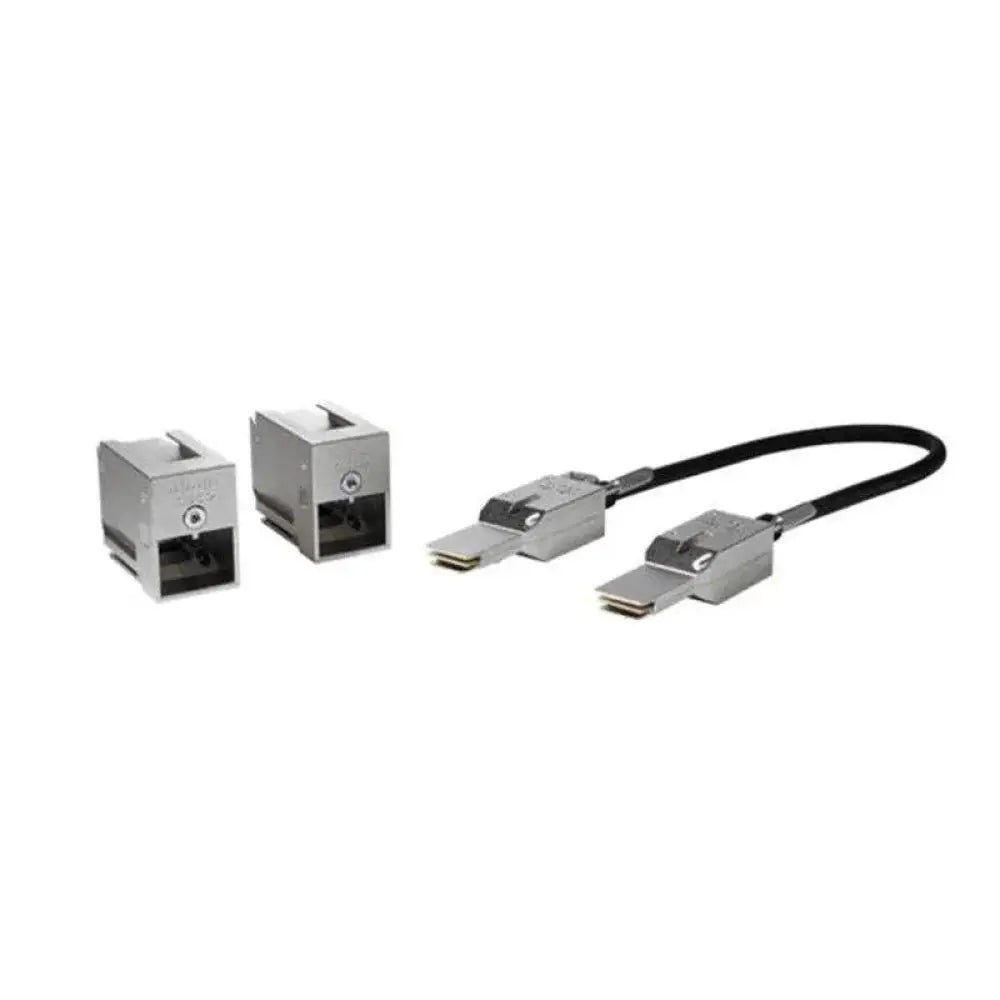 Cisco C9200L series stacking kit with two silver modules and a black stacking cable