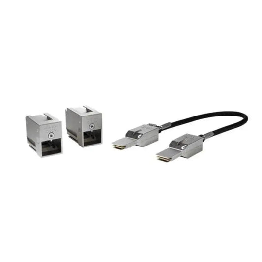 Cisco C9200L series stacking kit with two silver modules and a black stacking cable