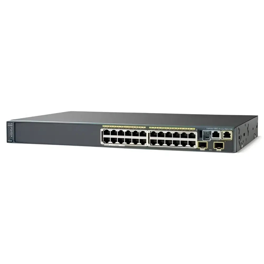 Cisco Catalyst 2960S 24-port Gigabit PoE switch with dual SFP ports, front view