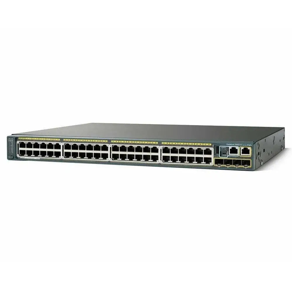 Cisco Catalyst 2960X 48-port PoE network switch front view on white background