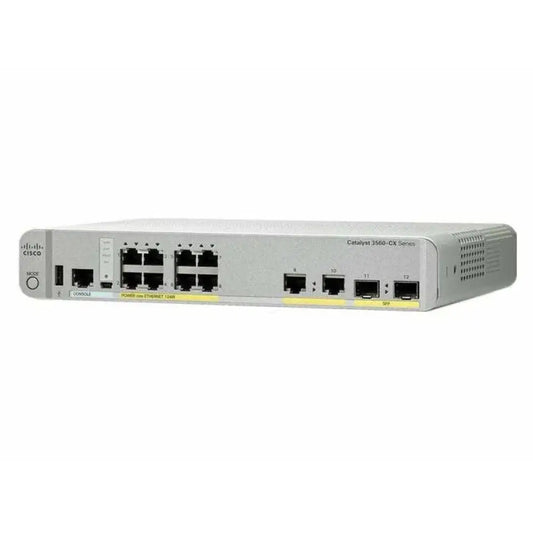 Cisco Catalyst 3560-CX Series 8-port Gigabit PoE switch front view, grey casing