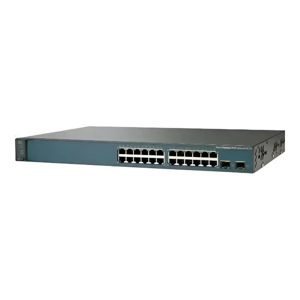 Cisco Catalyst 3560 V2 24-port PoE network switch front view on white background