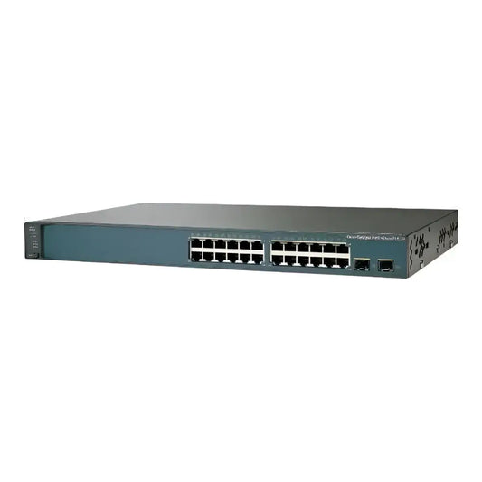 Cisco Catalyst 3560 V2 24-port PoE network switch front view on white background