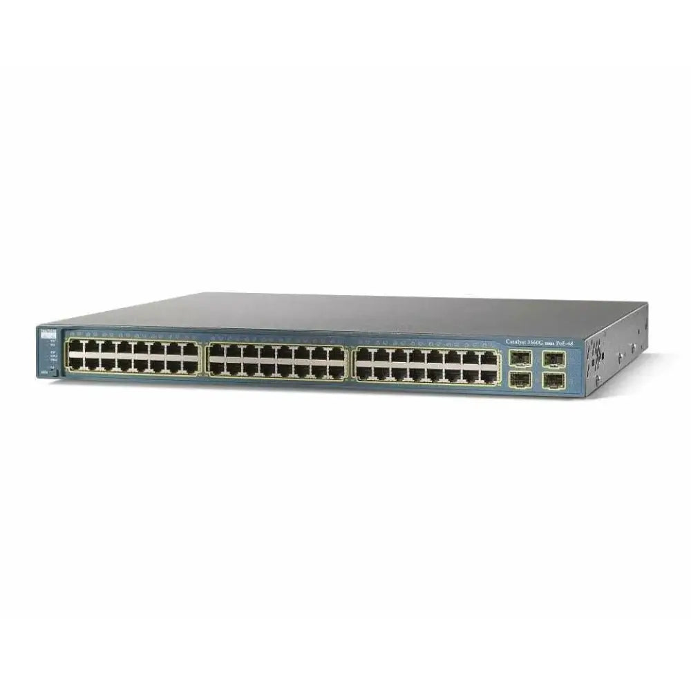 Cisco Catalyst 3560V2 48-port PoE network switch front view on white background