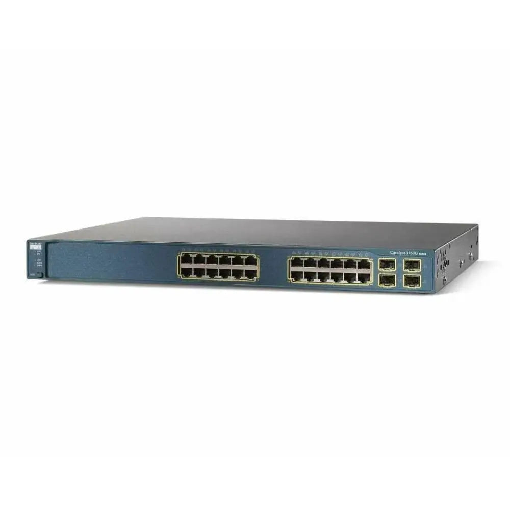 Cisco Catalyst 3560G 24-port Gigabit Ethernet switch front view on white background