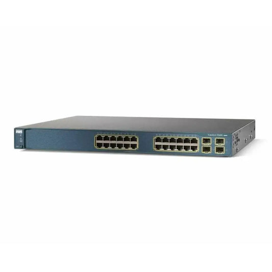 Cisco Catalyst 3560G 24-port Gigabit Ethernet switch front view on white background