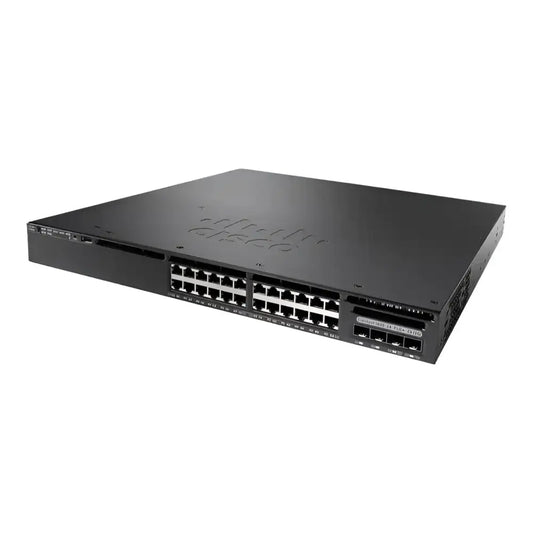Cisco Catalyst 3650 24-port Gigabit switch refurbished, front view with visible ports