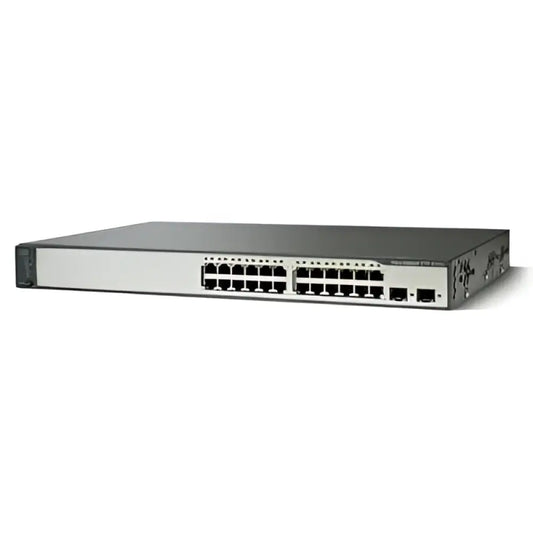 Cisco Catalyst 3750 V2 24-port PoE network switch front view