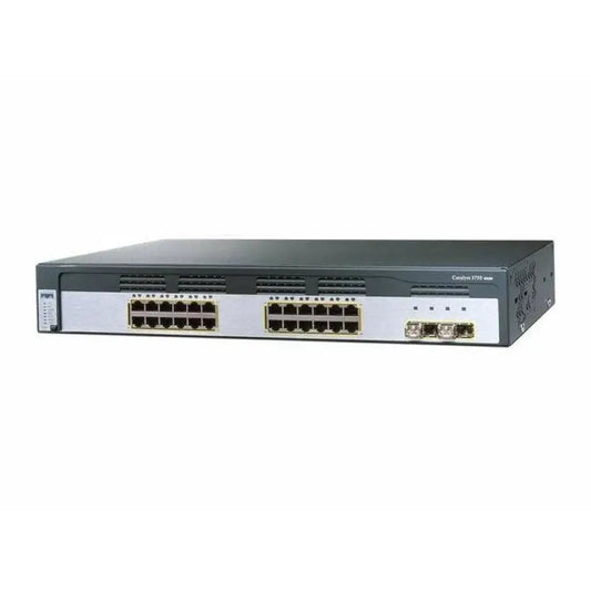 Cisco Catalyst 3750G 24-port gigabit network switch front view on white background
