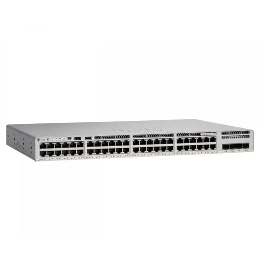Cisco Catalyst 9300 48-port 5G copper modular uplinks network switch, front view