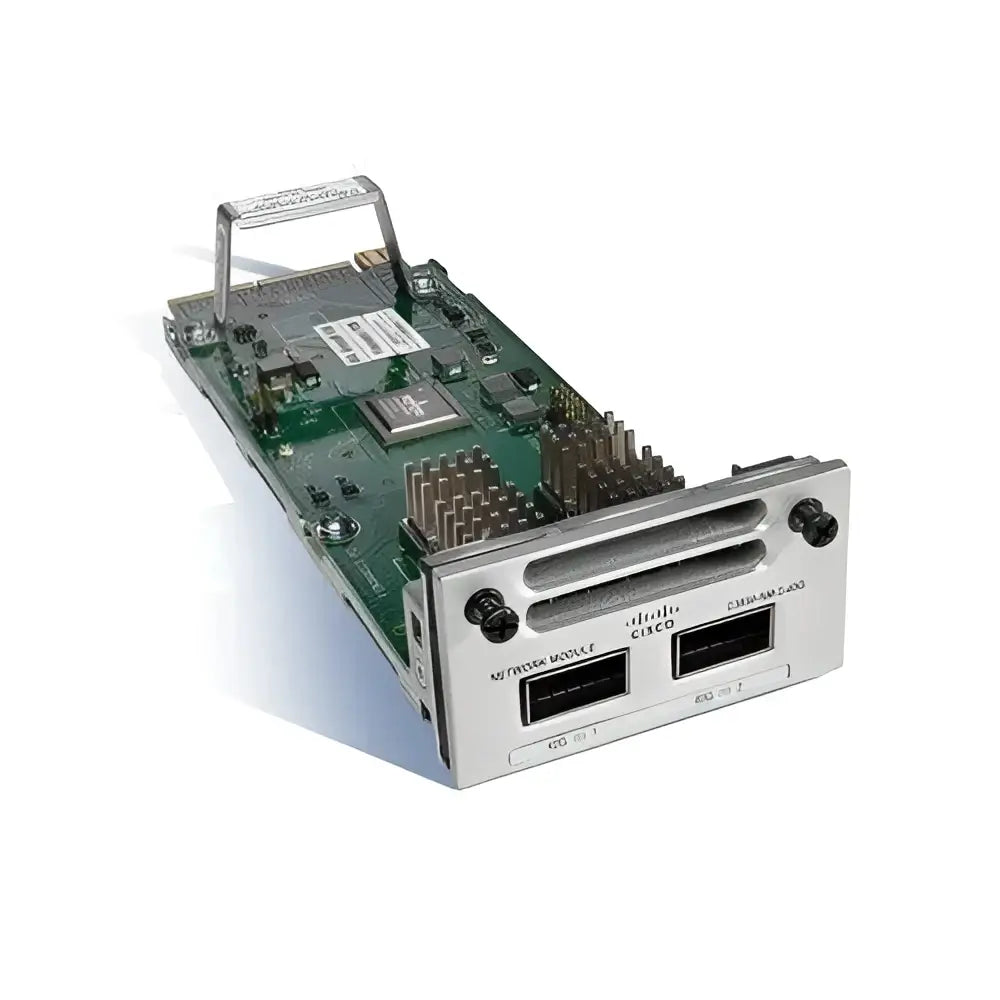 Cisco Catalyst 9300 Series 2x40GE QSFP network module, front view, refurbished