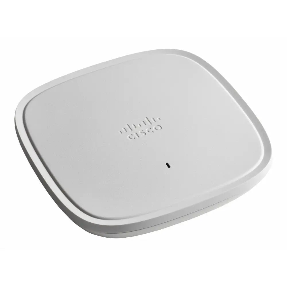 Cisco Catalyst 9136I-B wireless access point, white, with logo on top, isolated on white