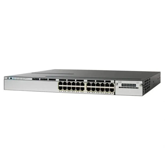 Cisco Catalyst 24-port gigabit network switch WS-C3850-24P-E front view on white background