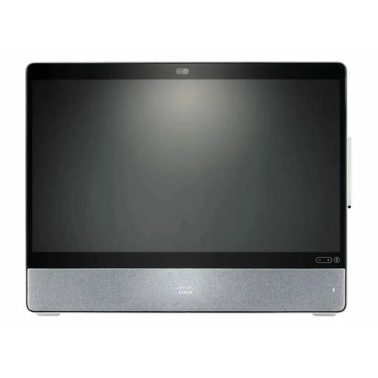 Cisco Webex Desk Pro 27 video conferencing endpoint with touchscreen and gray speaker panel
