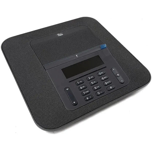 Cisco IP Conference Phone 8832 NR black base with keypad and display, top view