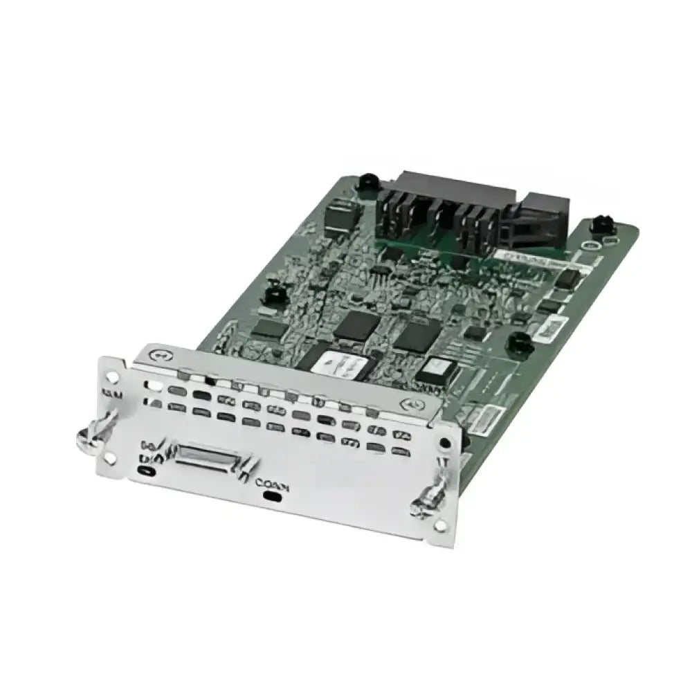 Cisco ISR voice module NIM-1T telecom network interface card on white background