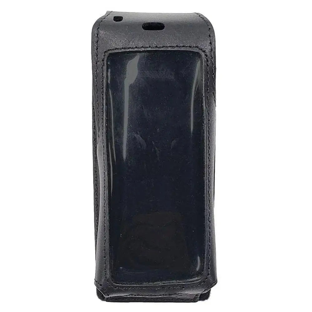 Black leather case for Cisco 7925G wireless IP phone with clear front cover