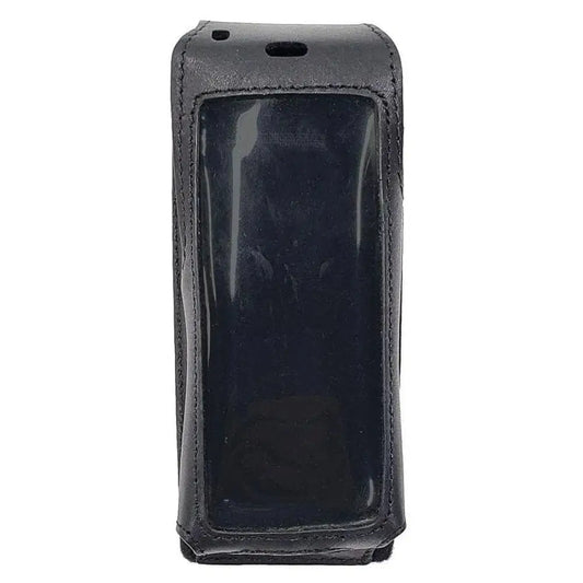 Black leather case for Cisco 7925G wireless IP phone with clear front cover