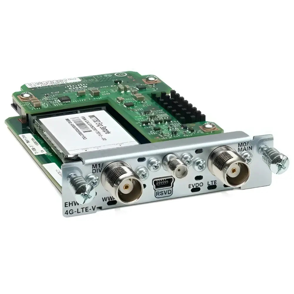 Cisco EHWIC 4G LTE VZ wireless module for Verizon with multiple ports and circuit board