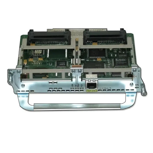 Cisco NM-HDV2-2T1/E1 network module with visible circuit boards and connectors