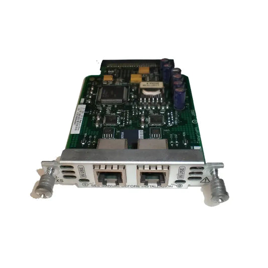Cisco VIC3-2FXS/DID voice interface card with two RJ-11 ports on white background
