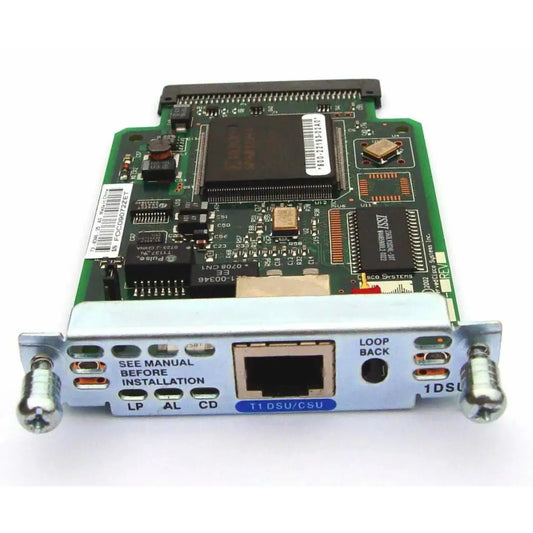 Cisco WIC-1DSU-T1 network interface card with T1 DSU/CSU port and status LEDs