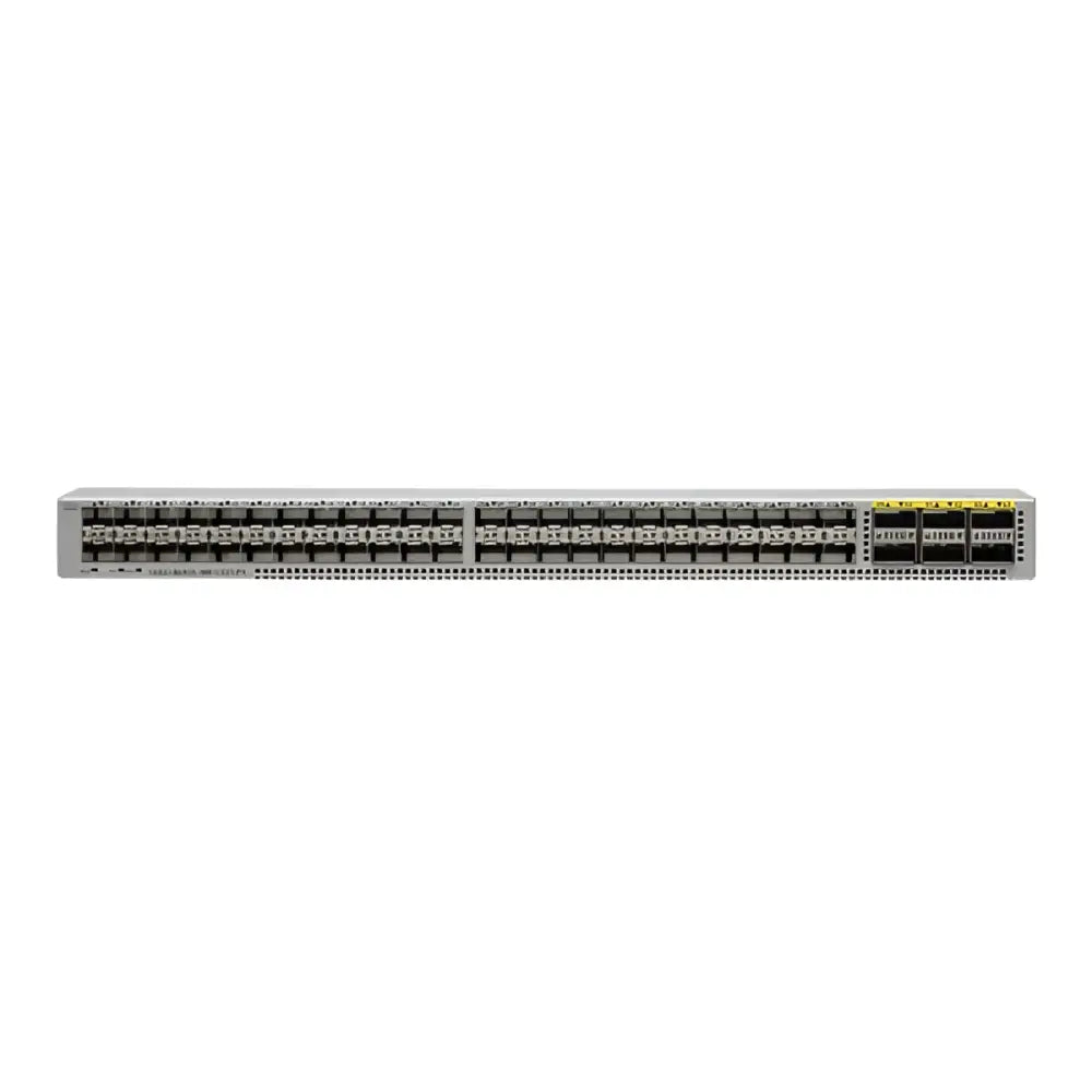 Cisco Nexus 9000 switch with 48-port 10Gb SFP and 6-port 40Gb QSFP front view