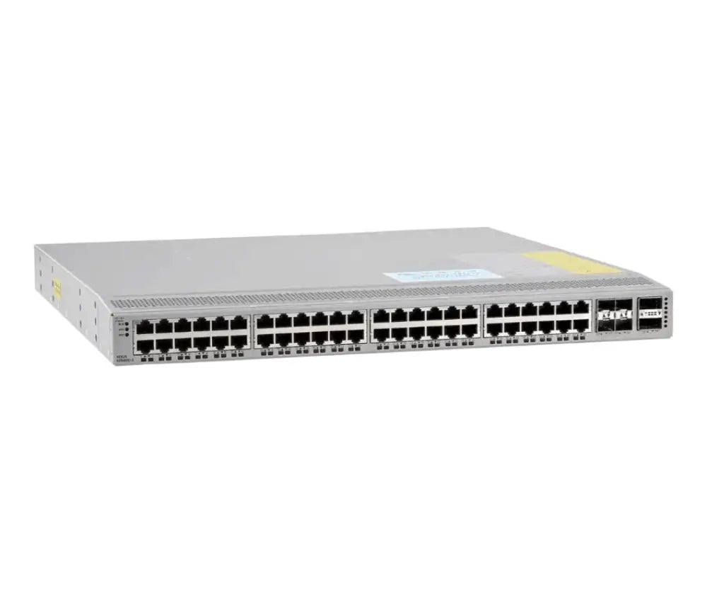 Cisco Nexus 9200 48-port PoE gigabit switch with 4 SFP28 and 2 QSFP28 ports, front view