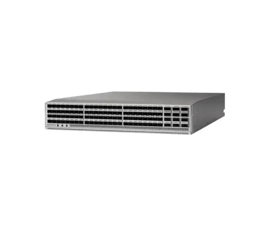 Cisco Nexus 9300-FX2 refurbished gigabit switch with 96 fiber ports, front view