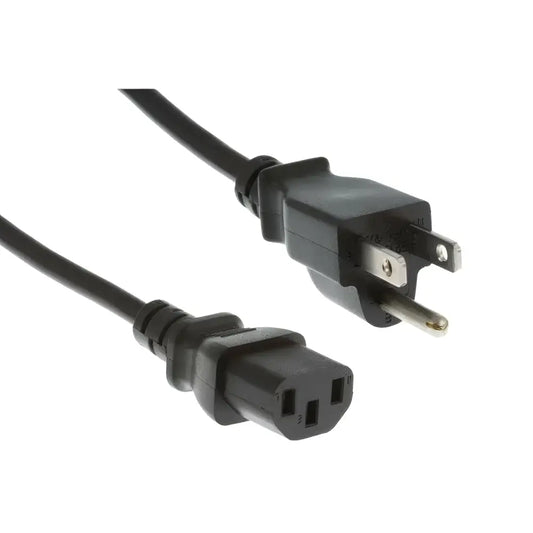 Black Cisco replacement US AC power cord with 3-prong plug and IEC connector