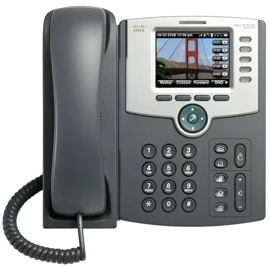 Cisco SPA525G2 wireless IP phone with display screen and keypad for small business