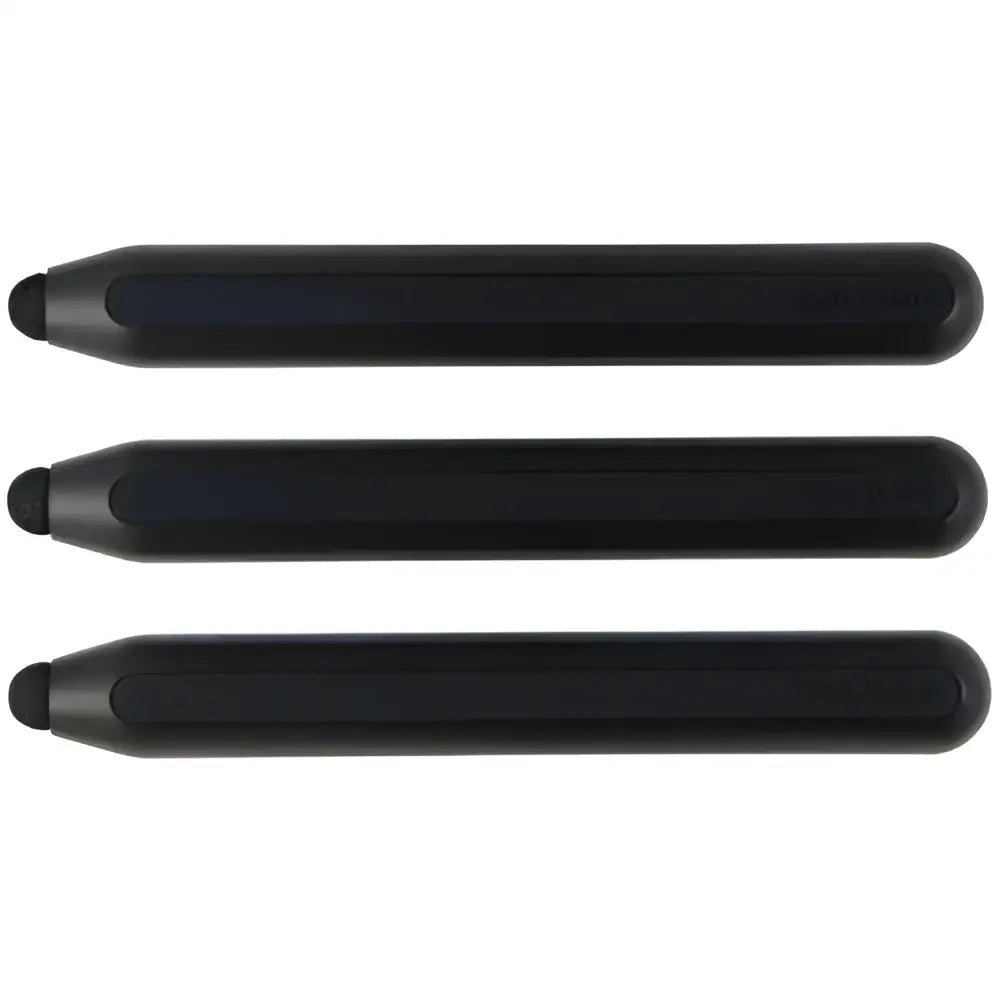 Three black Cisco Spark Board stylus pens for Webex displayed horizontally on white background
