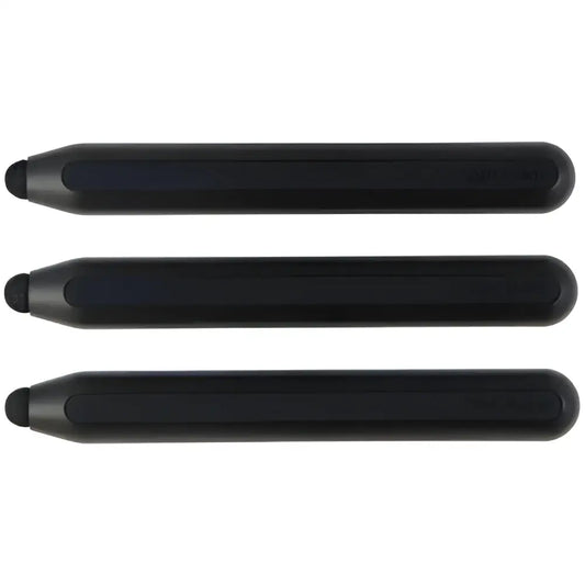 Three black Cisco Spark Board stylus pens for Webex displayed horizontally on white background