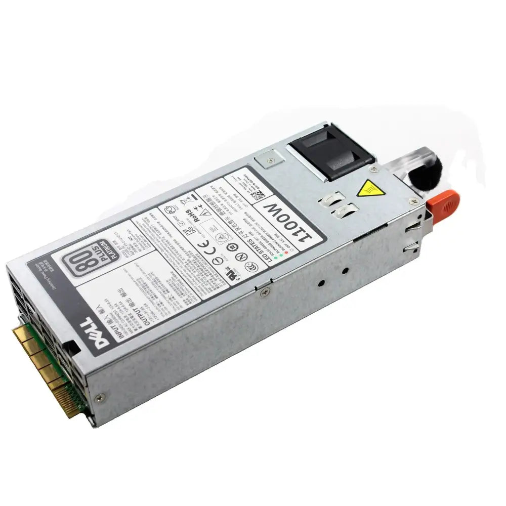 Dell 1100W power supply unit for servers, silver metal casing with labels and connectors