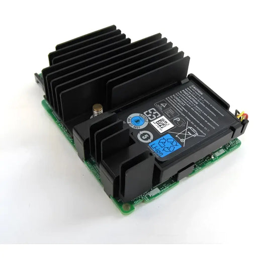 Dell PERC H730P 2GB 12G Mini Mono RAID controller with heatsink and battery on white