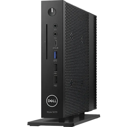 Dell Wyse 5070 thin client desktop, front view showing ports and Dell logo