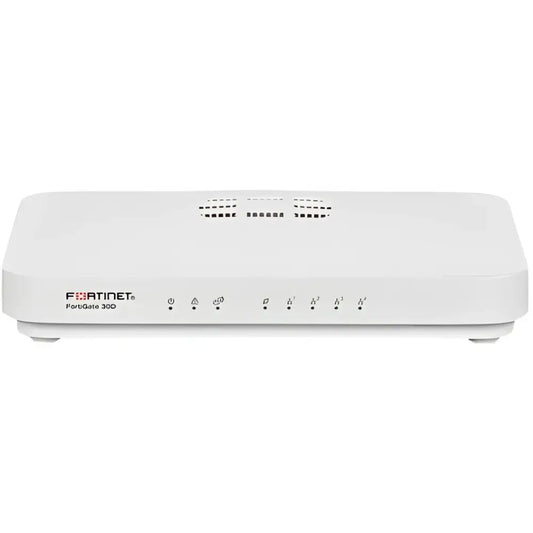 Fortinet FortiGate 30D 5-port security appliance refurbished, front panel view with LED indicators.