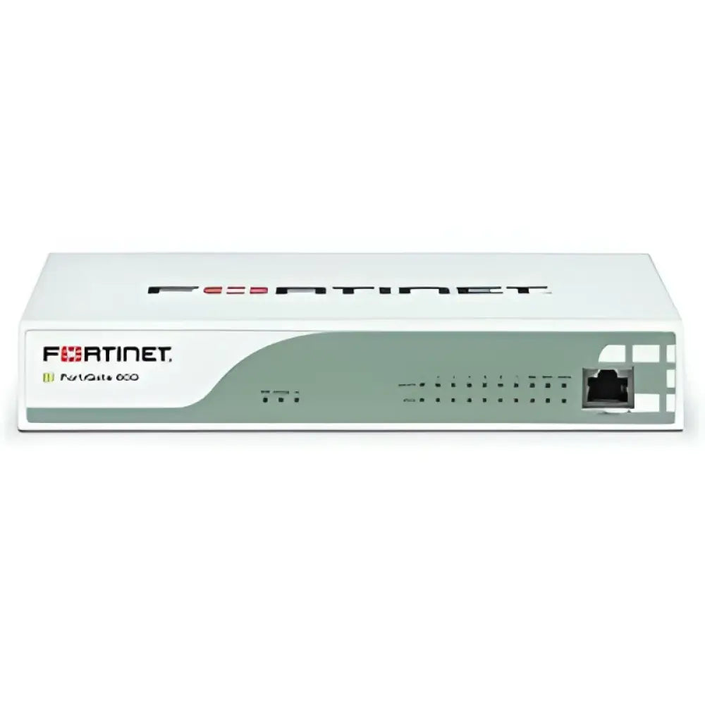 Fortinet FortiGate 60D 10-port PoE security appliance, white front panel with LED indicators