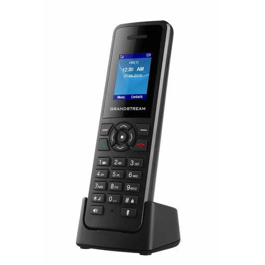 Grandstream DP720 10-line DECT cordless VoIP phone in black charging dock