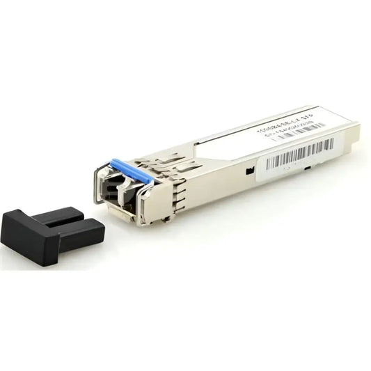 HP Aruba 1G SFP LC LX 10km SMF transceiver module with label and connector cap