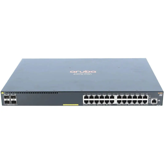 HP Aruba 2540 24G PoE+ network switch with 24 ports and 4 SFP ports, front view