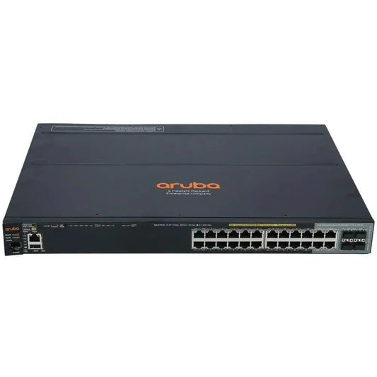 HP Aruba 2920 24-Port PoE network switch refurbished, front view showing ports and logos