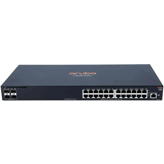 HP Aruba 2930F 24G 4SFP JL259A refurbished network switch front view with ports visible