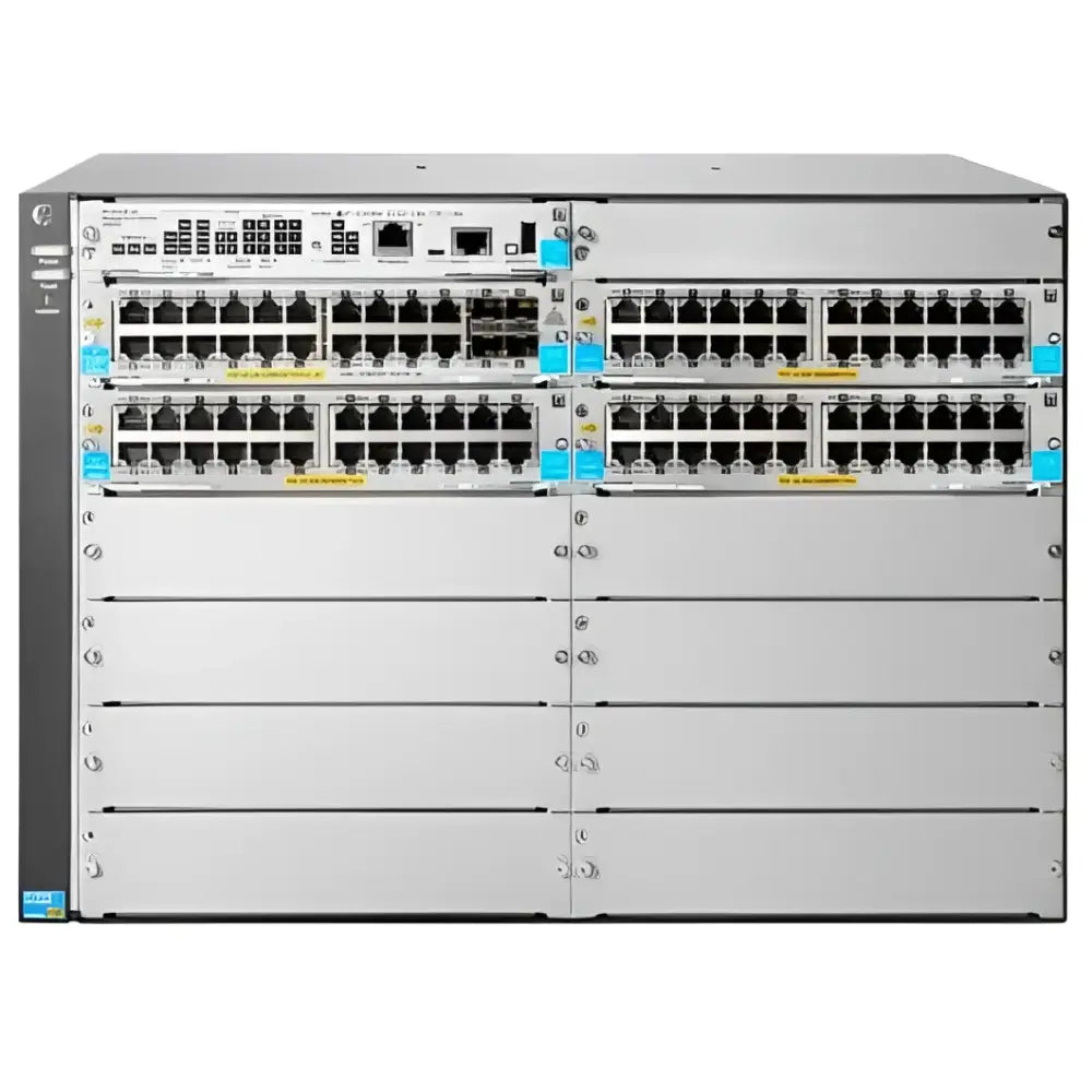HP Aruba 5412R zl2 network switch front view with multiple ethernet and SFP ports