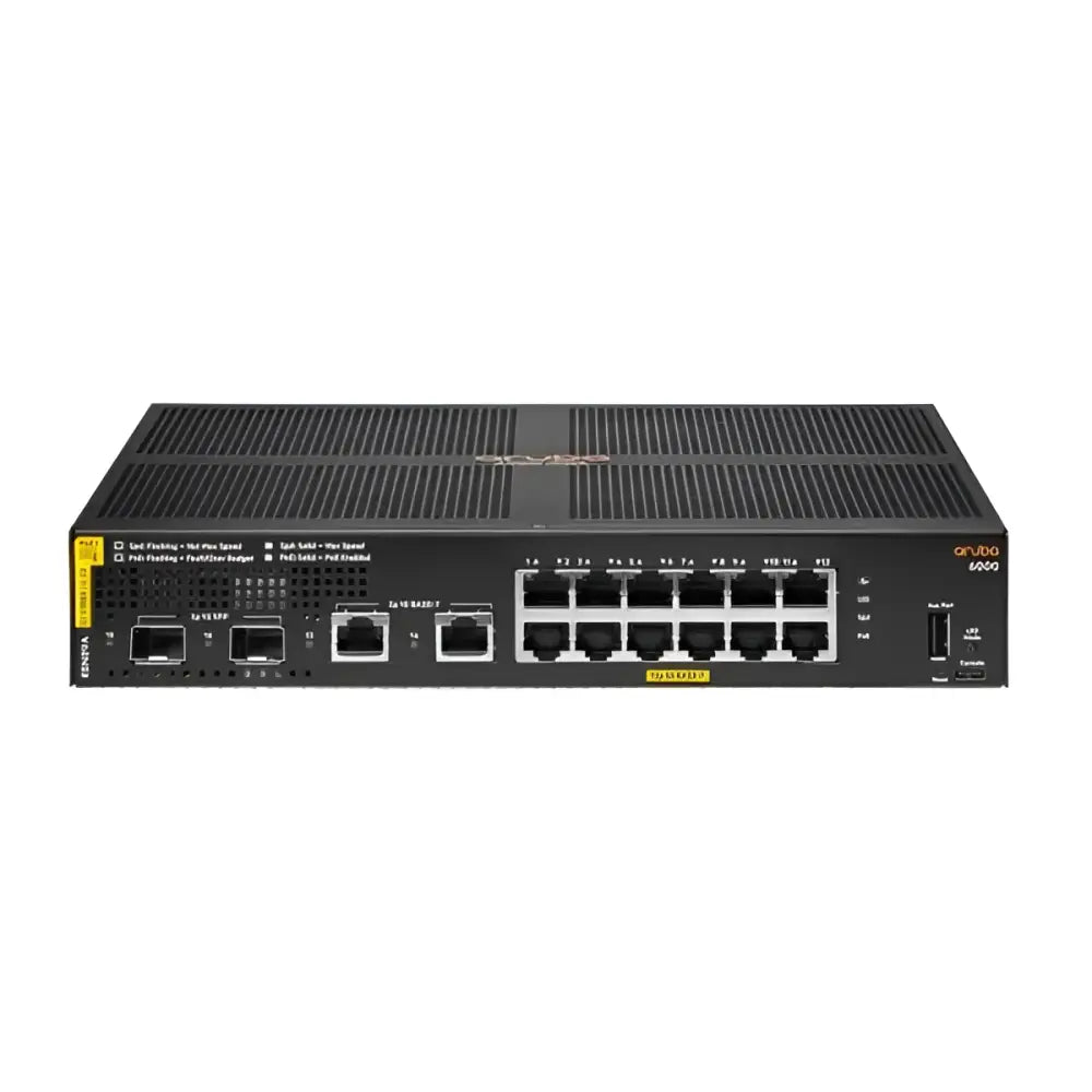 HP Aruba 6000 12G Class4 PoE 2G2SFP 139W network switch, front panel view with ports
