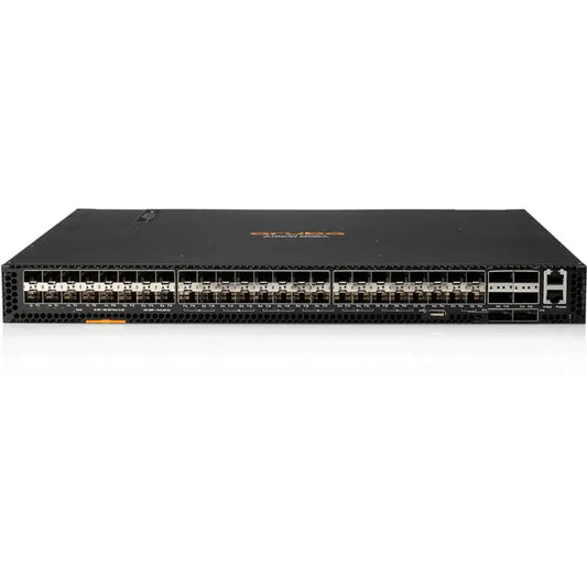 HP Aruba 8320 48-port 10G SFP switch with 6-port 40G QSFP, front view, rackmount