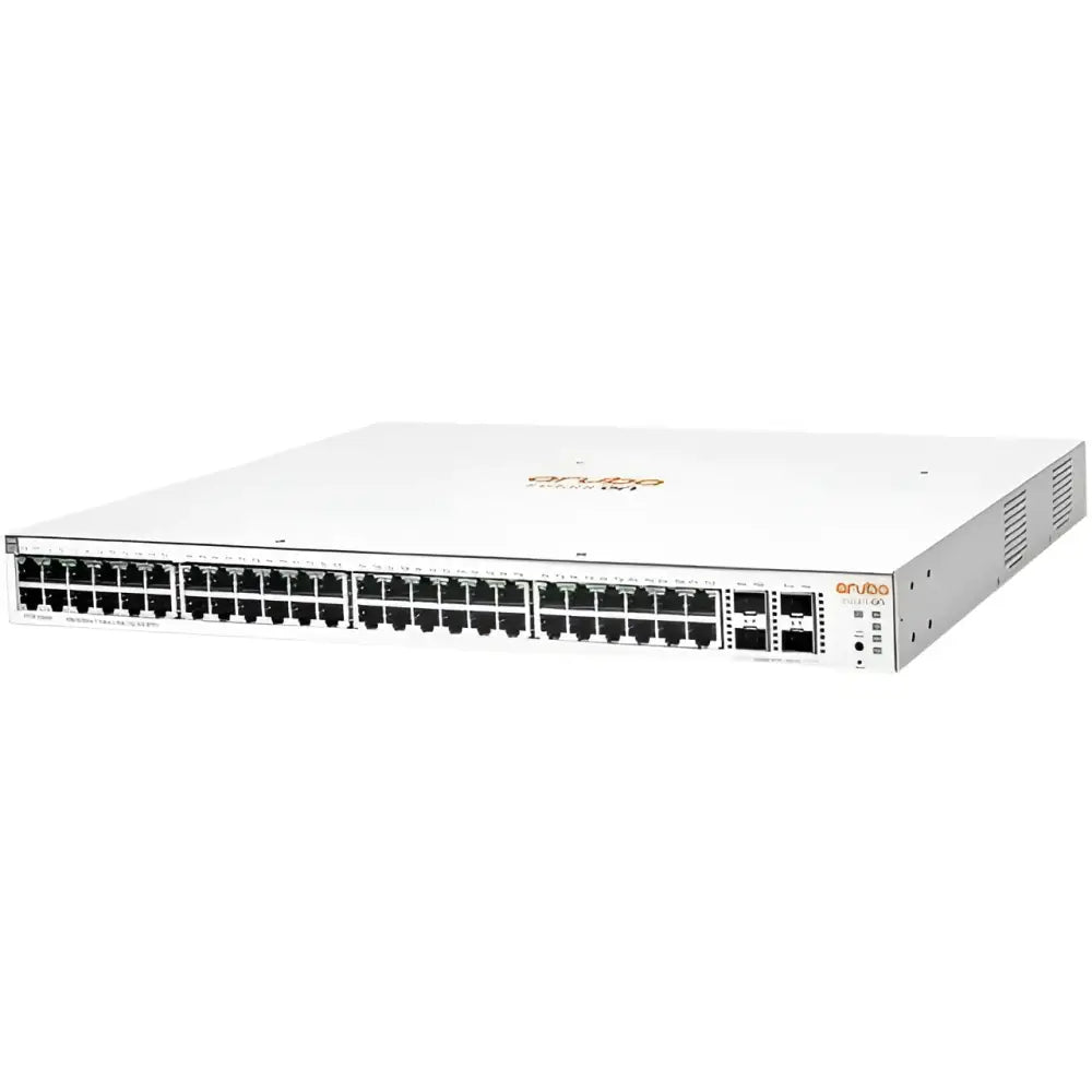 HP Aruba Instant On 1930 48G PoE network switch, white, front view with ports