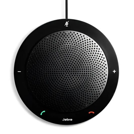 Jabra Speak 410 MS black circular speakerphone with call and volume buttons