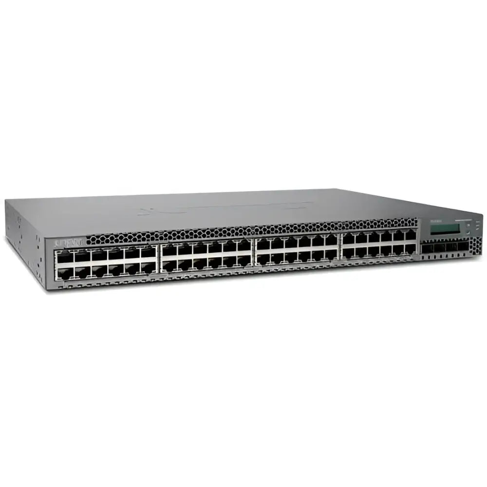 Juniper EX3300-48T refurbished 48-port gigabit switch, front panel view
