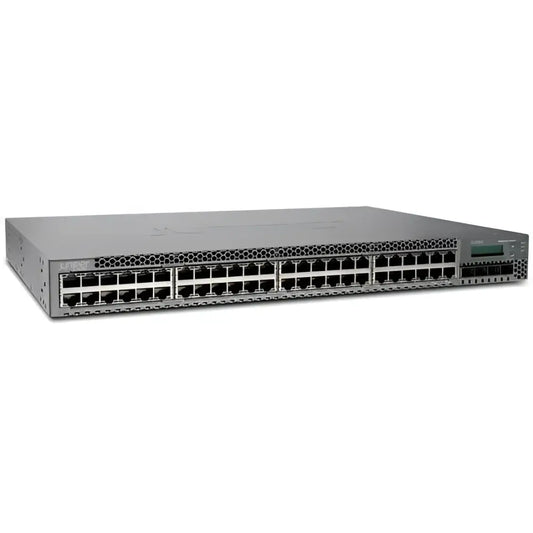 Juniper EX3300-48P 48-port PoE Gigabit Ethernet switch, front panel view, refurbished unit